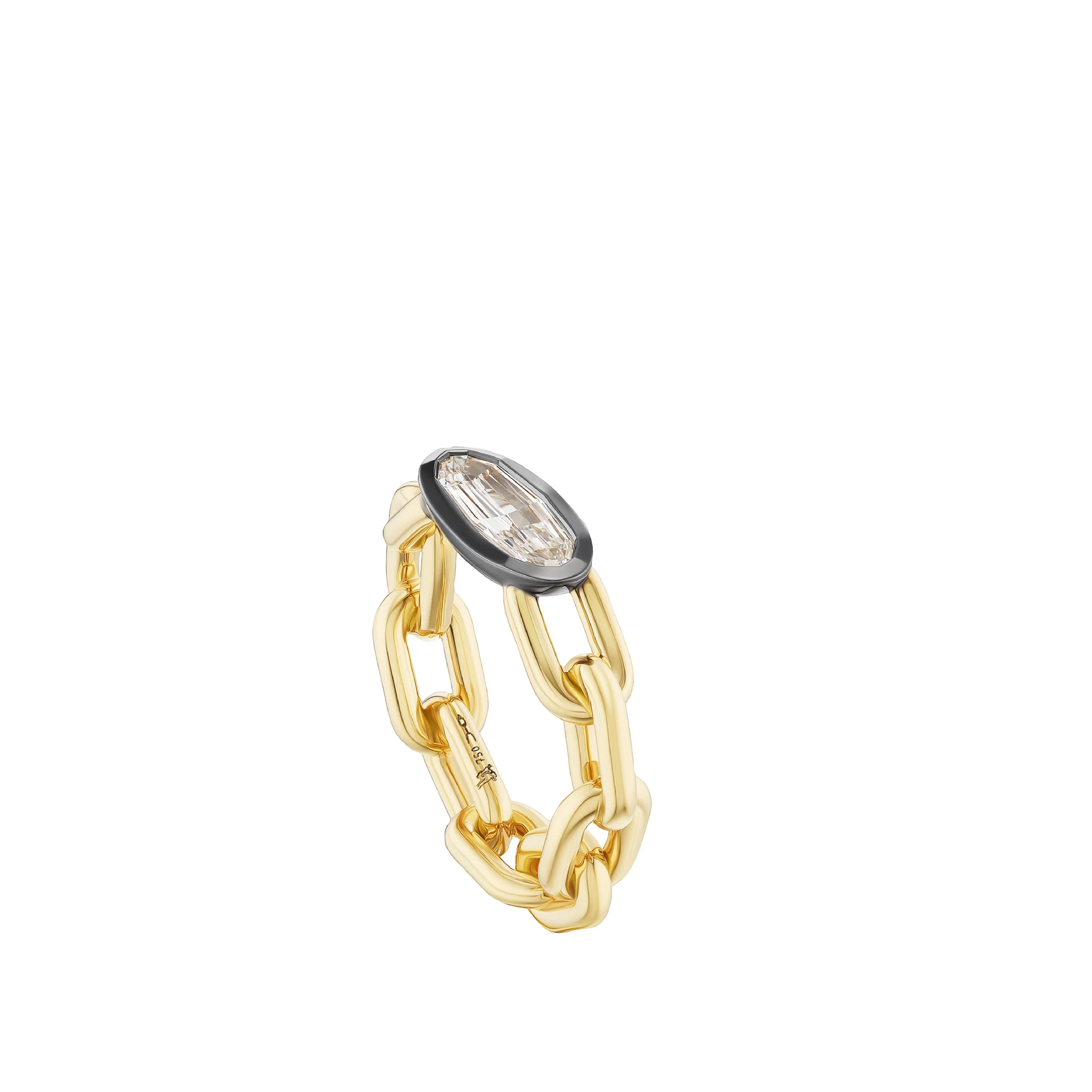 CHAIN RING - STEP-CUT OVAL DIAMOND - Image 2