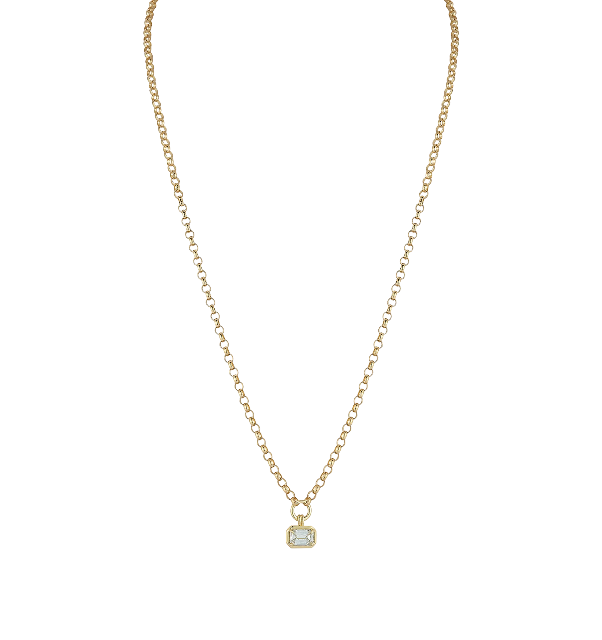 FORME EMERALD CUT DIAMOND SOLITAIRE NECKLACE