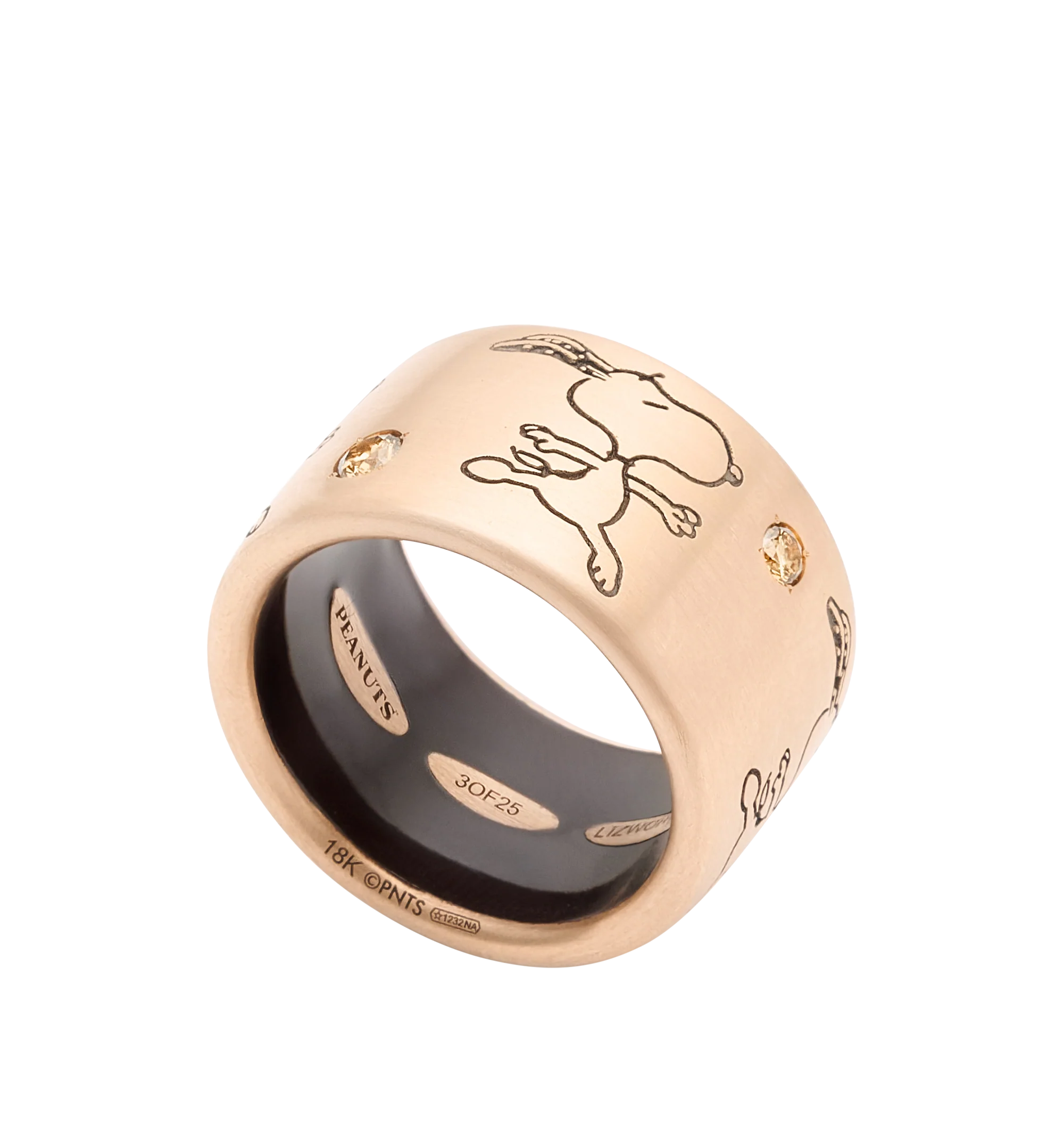 PEANUTS BALLERINA SNOOPY ROSE GOLD STRIP RING BAND - Image 3