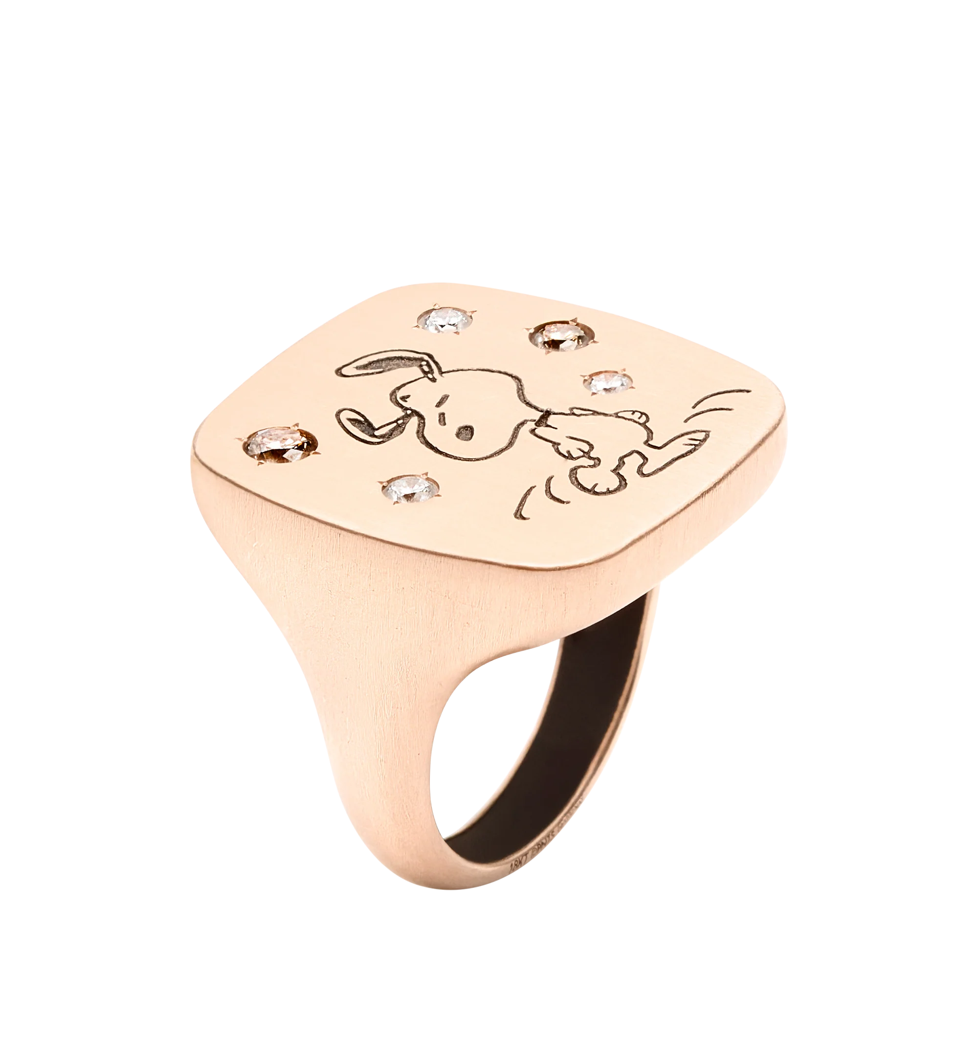 PEANUTS JAZZ SNOOPY ROSE GOLD SQUARE FACE RING - Image 3